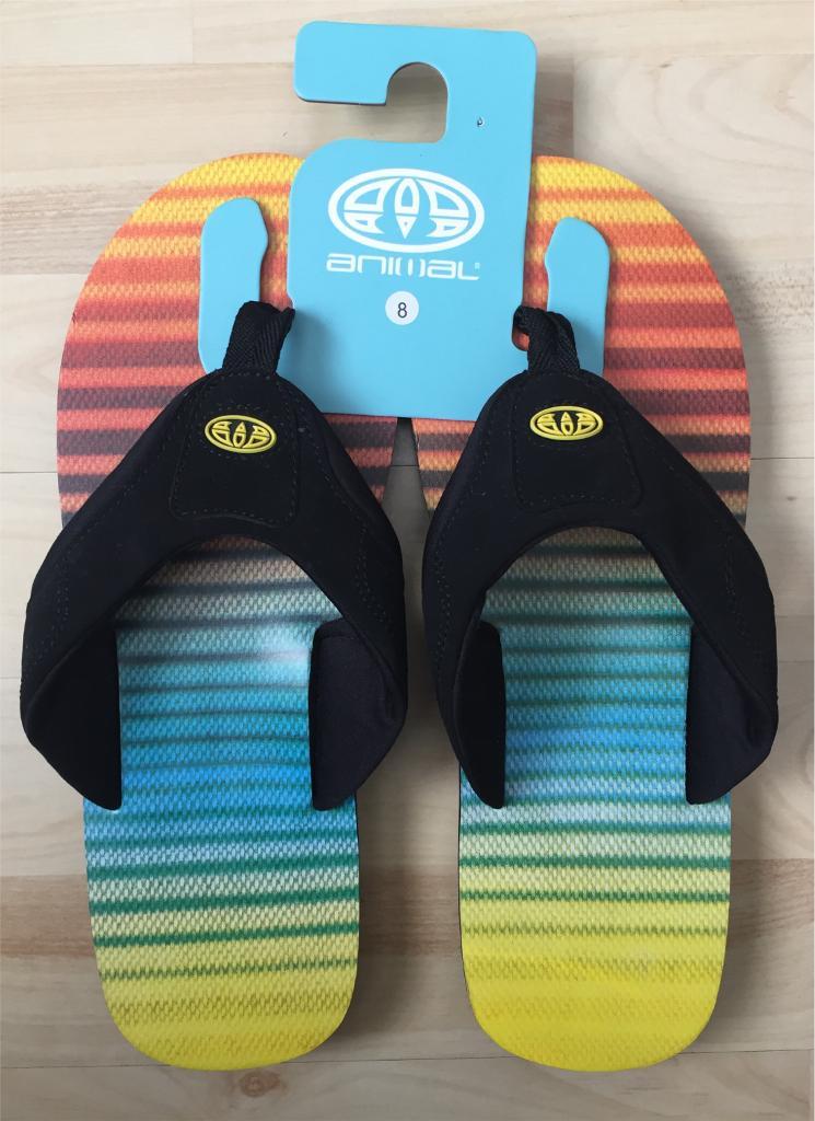 animal flip flops size 4